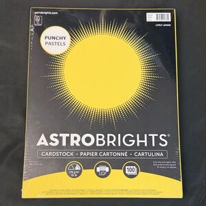 Astrobrights Yellow Cardstock punchy pastel lively lemon color 100 sheets 8.5x11